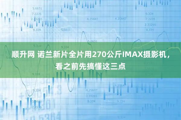 顺升网 诺兰新片全片用270公斤IMAX摄影机，看之前先搞懂这三点